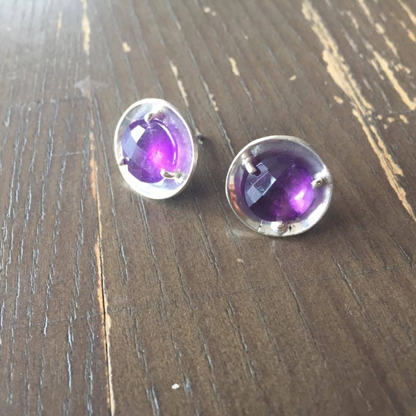 Adea - Boucles d'oreilles avec grande améthyste