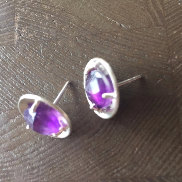 Adea - Boucles d'oreilles avec grande améthyste