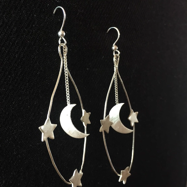 Adea - Boucles d'oreilles lune et 3 étoiles