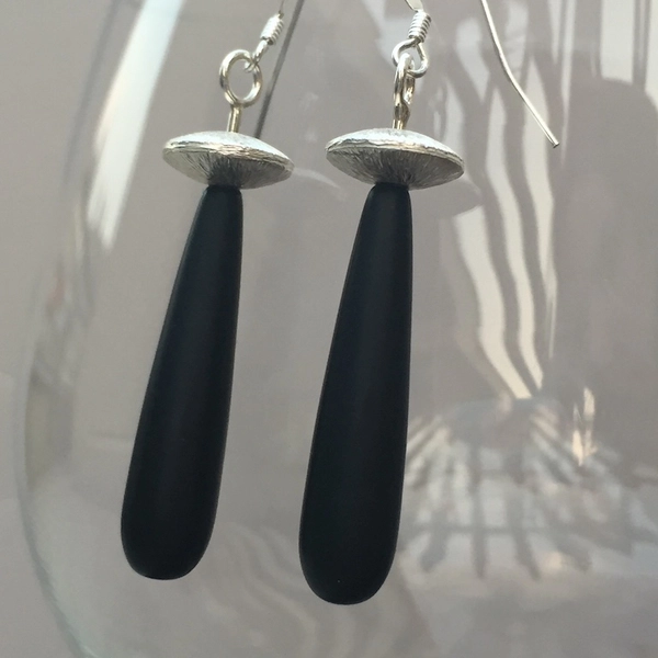 Boucles d'oreilles gouttes onyx