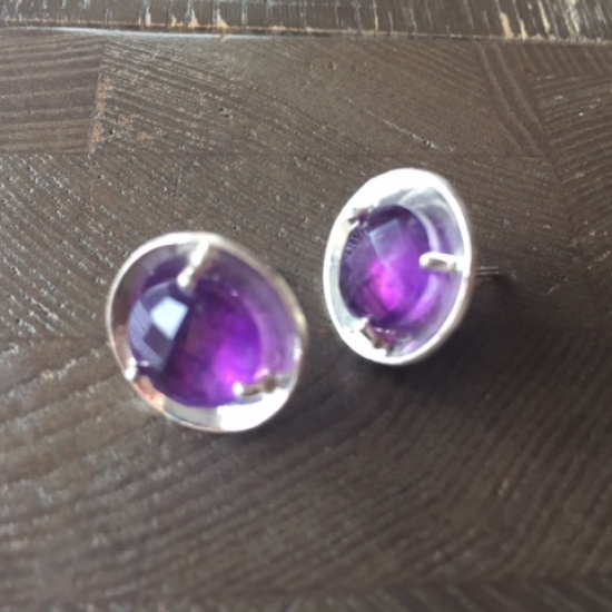 Adea - Boucles d'oreilles avec grande améthyste