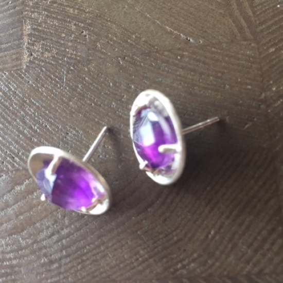 Adea - Boucles d'oreilles avec grande améthyste