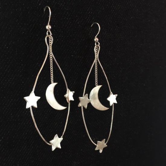 Adea - Boucles d'oreilles lune et 3 étoiles
