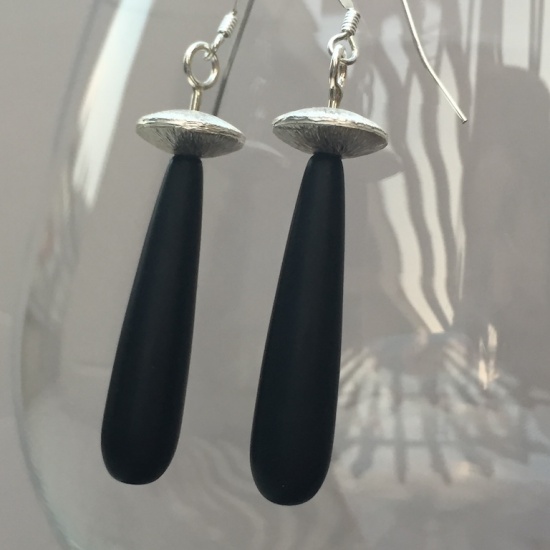 Boucles d'oreilles gouttes onyx